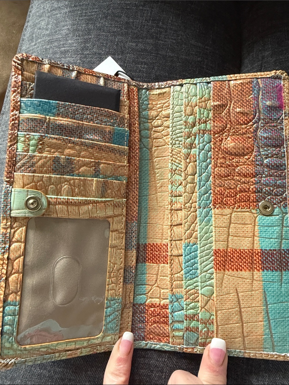 Brahmin Multicolor Textured Leather Clutch - Pink, Blue, Gold, Green - Picture 3 of 6